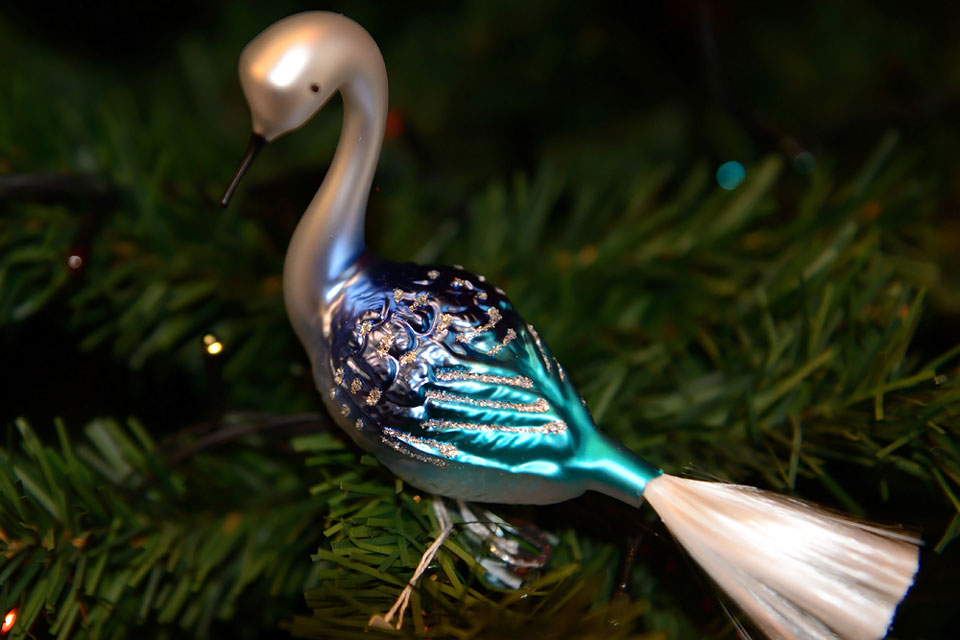 Christbaumkugel Pfau